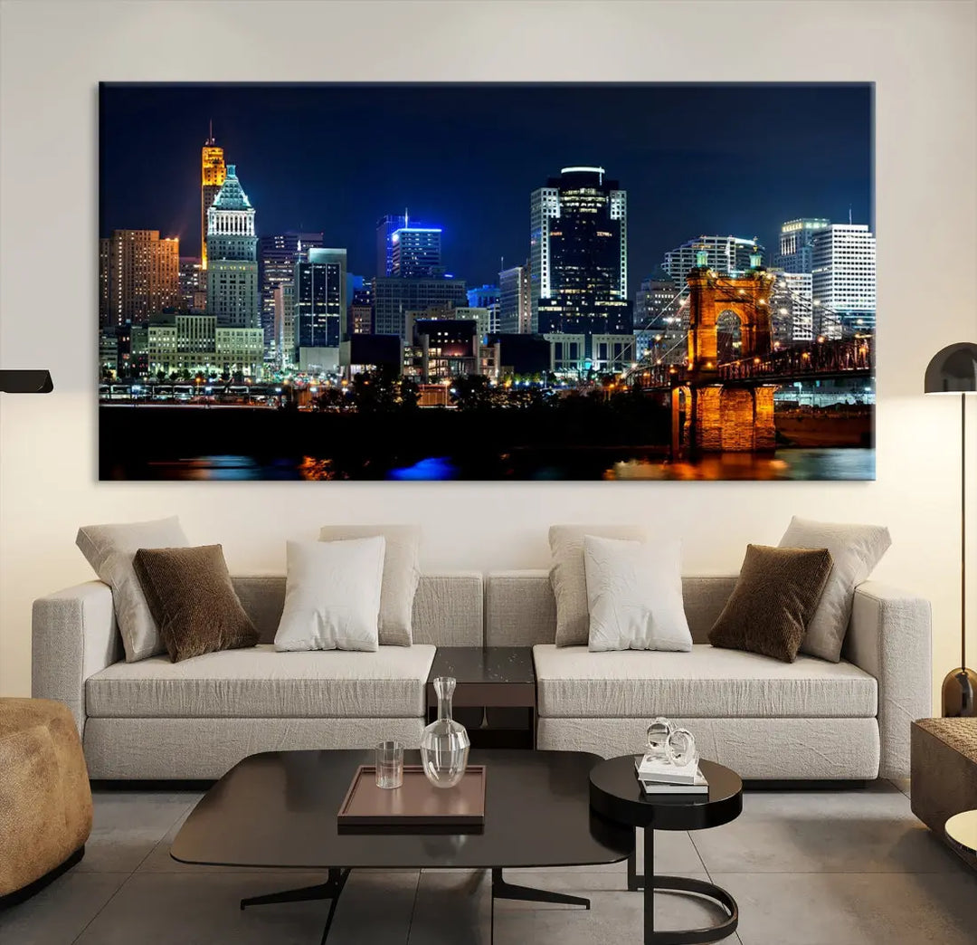 Downtown Cincinnati Extra Large Wall Art Cityscape Print