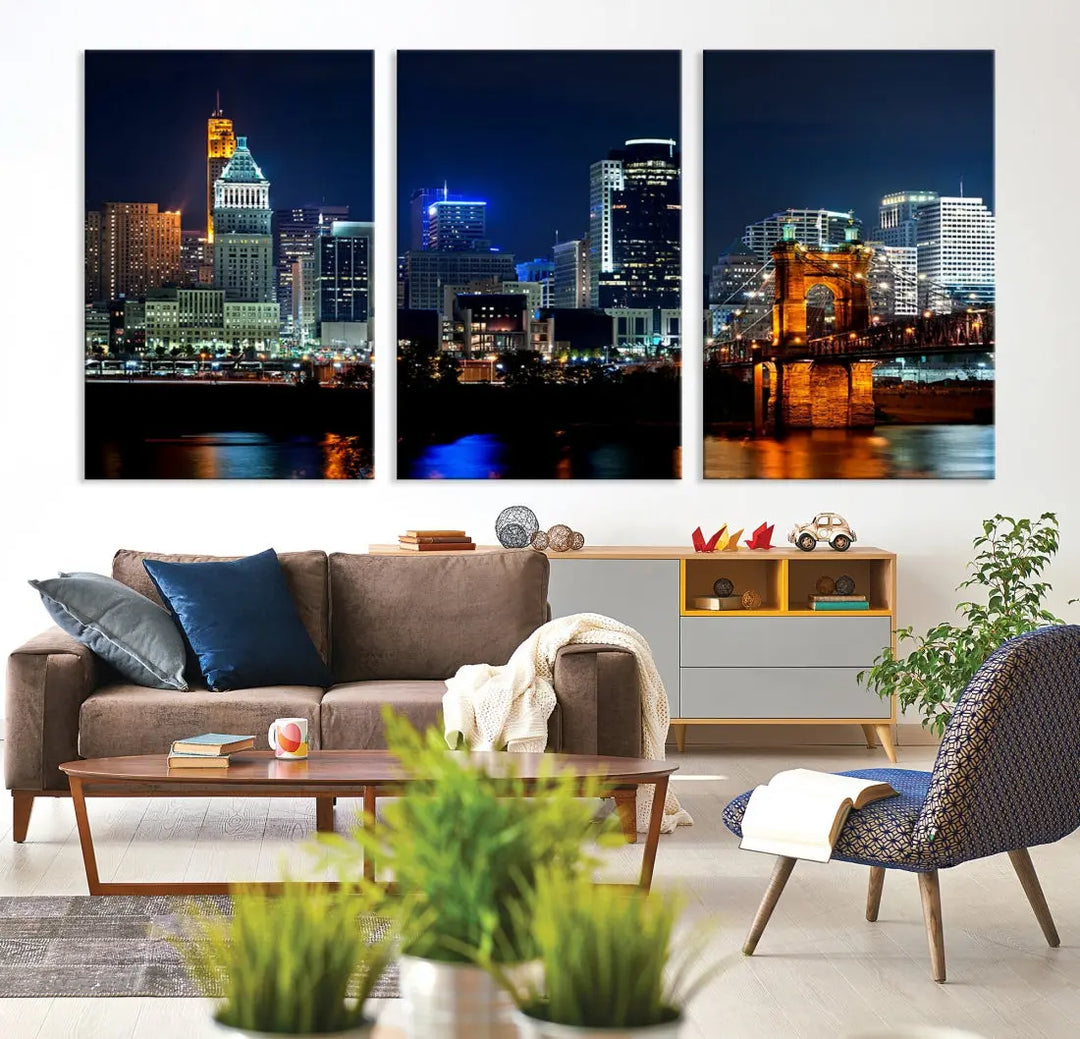 Downtown Cincinnati Extra Large Wall Art Cityscape Print