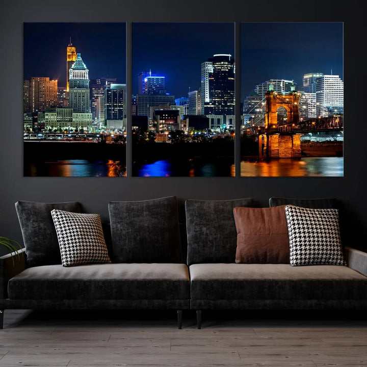 Downtown Cincinnati Extra Large Wall Art Cityscape Print