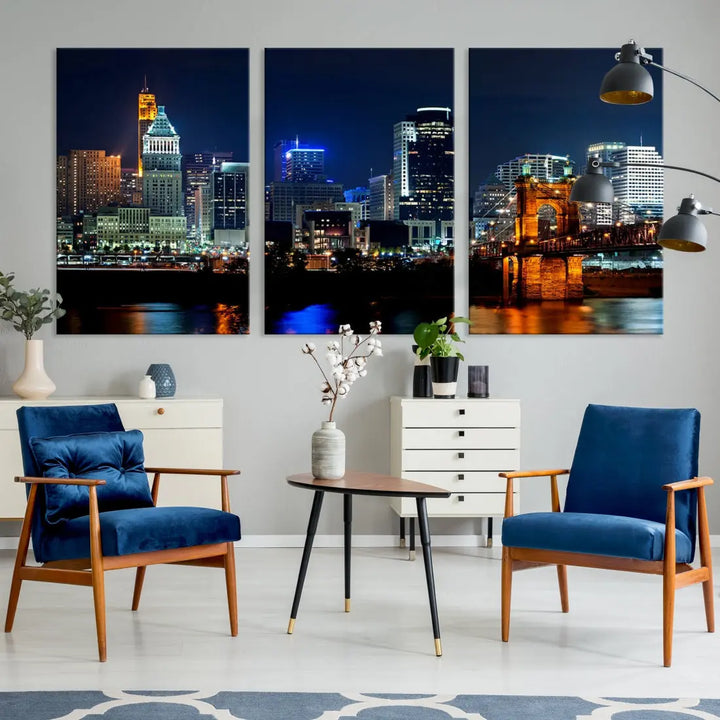 Downtown Cincinnati Extra Large Wall Art Cityscape Print