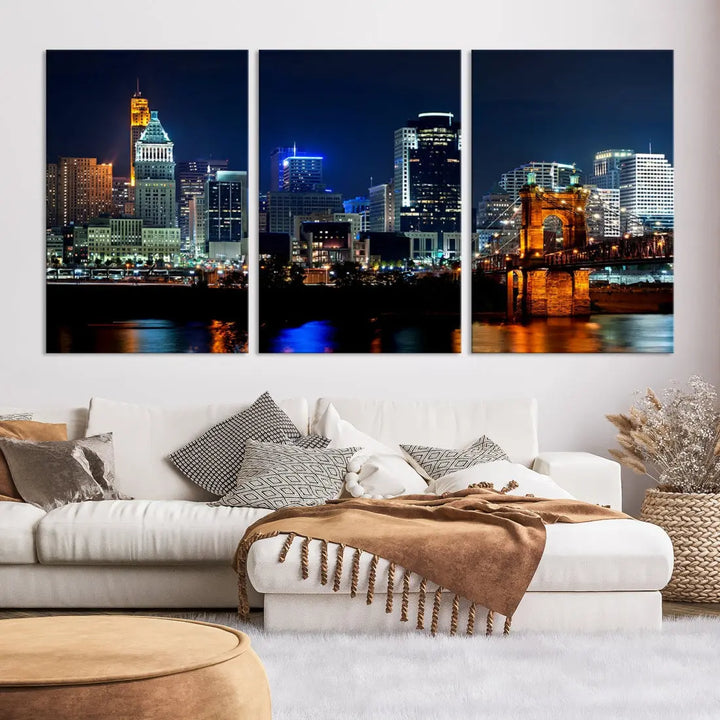 Downtown Cincinnati Extra Large Wall Art Cityscape Print