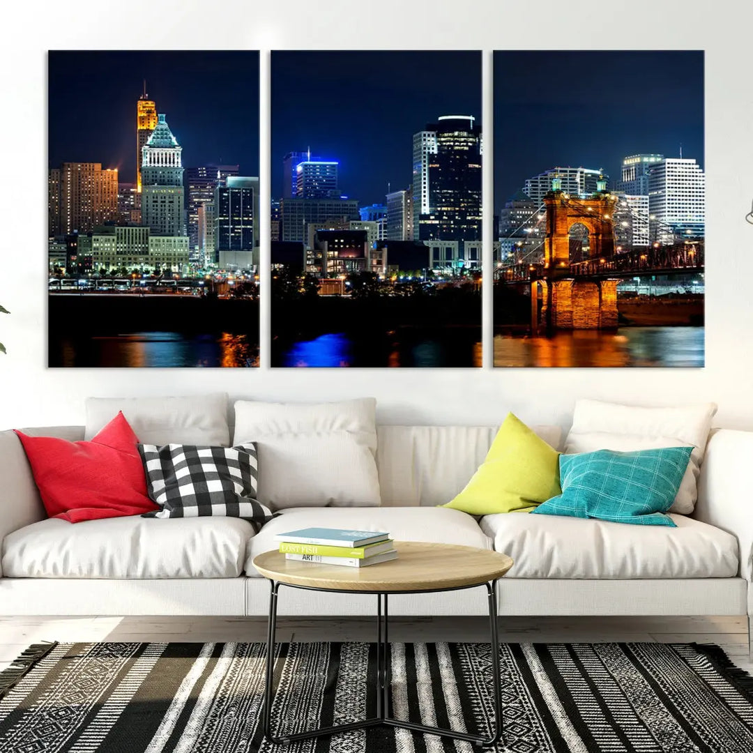 Downtown Cincinnati Extra Large Wall Art Cityscape Print