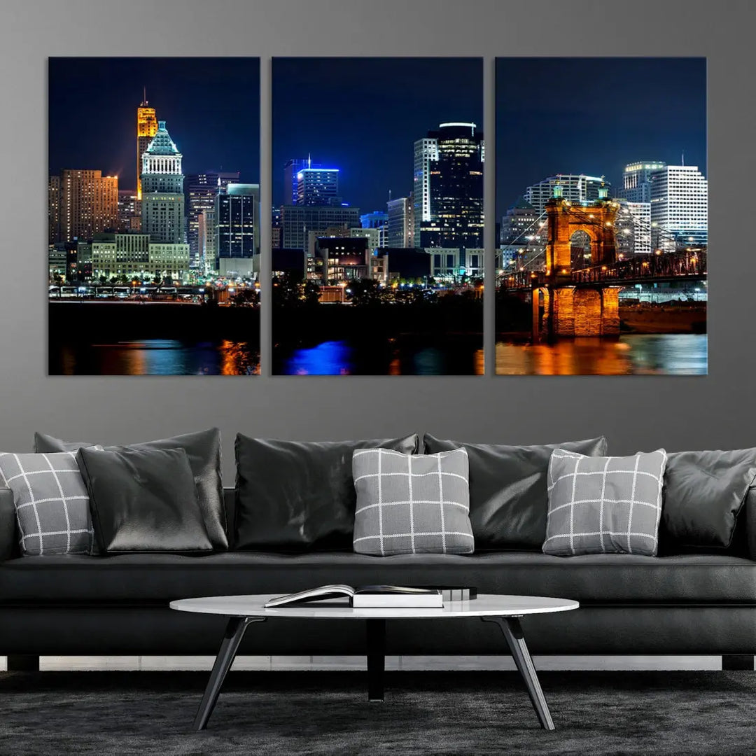 Downtown Cincinnati Extra Large Wall Art Cityscape Print