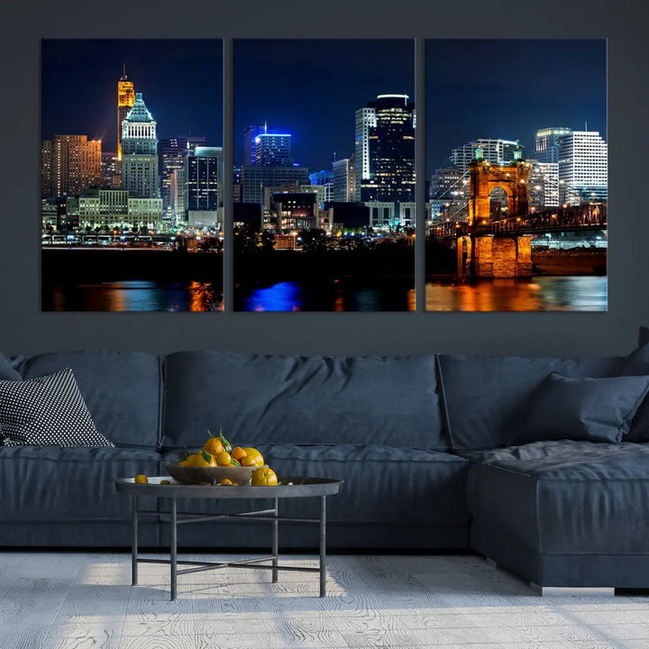 Downtown Cincinnati Extra Large Wall Art Cityscape Print