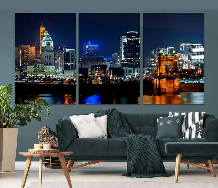 Downtown Cincinnati Extra Large Wall Art Cityscape Print