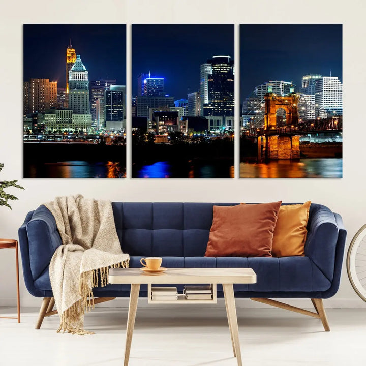 Downtown Cincinnati Extra Large Wall Art Cityscape Print