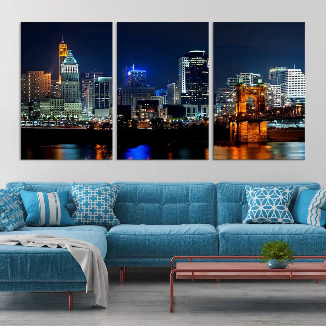 Downtown Cincinnati Extra Large Wall Art Cityscape Print