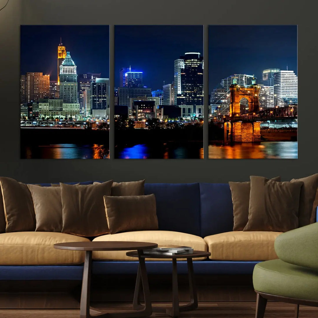 Downtown Cincinnati Extra Large Wall Art Cityscape Print