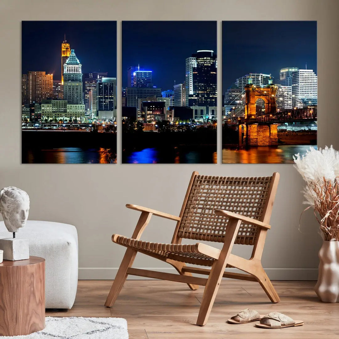 Downtown Cincinnati Extra Large Wall Art Cityscape Print