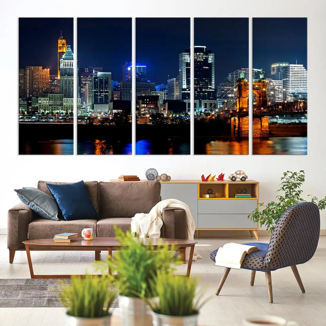 Downtown Cincinnati Extra Large Wall Art Cityscape Print