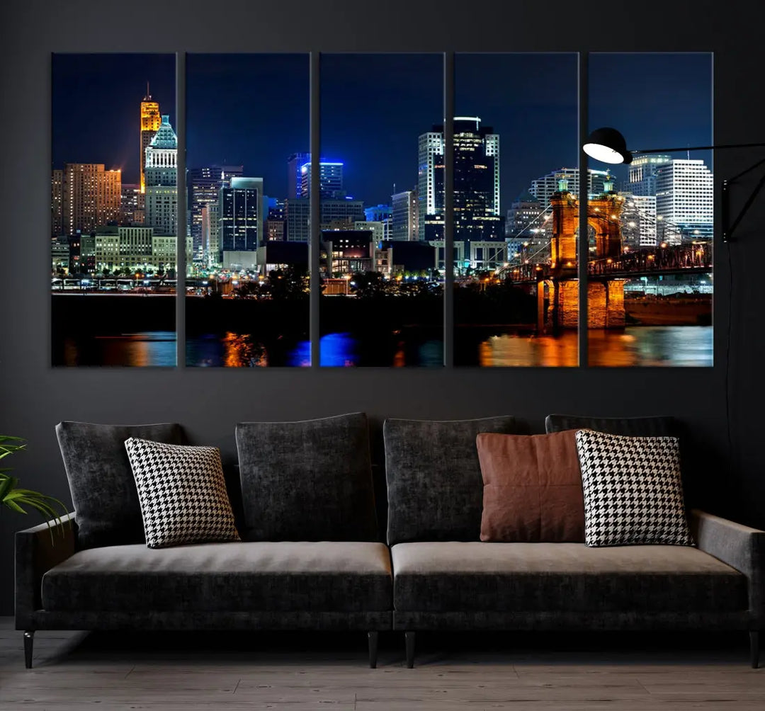 Downtown Cincinnati Extra Large Wall Art Cityscape Print