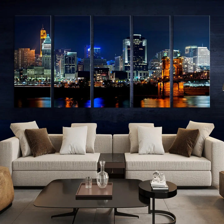 Downtown Cincinnati Extra Large Wall Art Cityscape Print