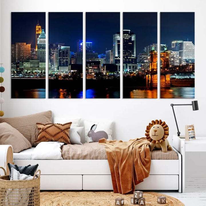 Downtown Cincinnati Extra Large Wall Art Cityscape Print