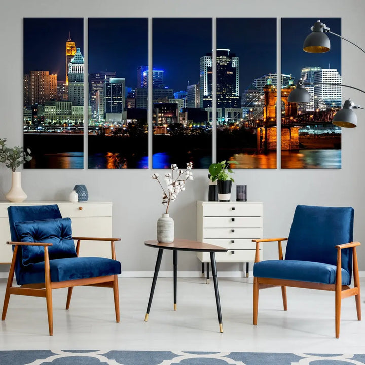 Downtown Cincinnati Extra Large Wall Art Cityscape Print