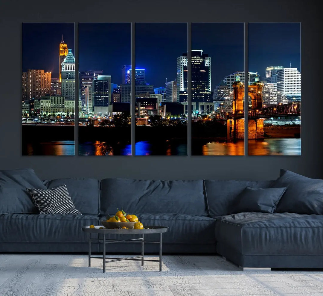 Downtown Cincinnati Extra Large Wall Art Cityscape Print