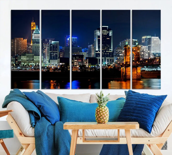 Downtown Cincinnati Extra Large Wall Art Cityscape Print