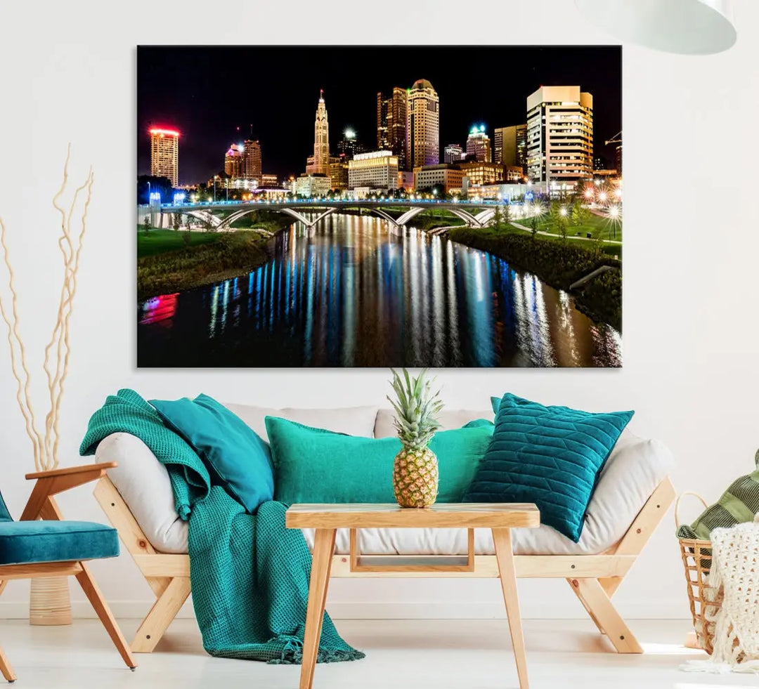 Downtown Columbus City Photography Wall Art Decor Skyline Canvas Print