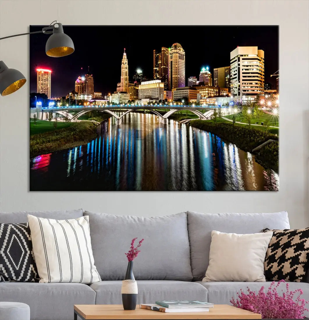 Downtown Columbus City Photography Wall Art Decor Skyline Canvas Print