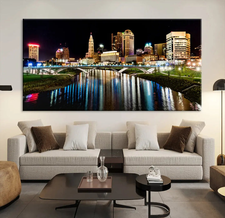 Downtown Columbus City Photography Wall Art Decor Skyline Canvas Print