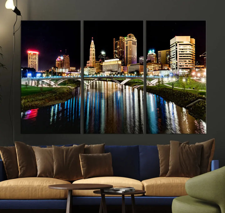 Downtown Columbus City Photography Wall Art Decor Skyline Canvas Print