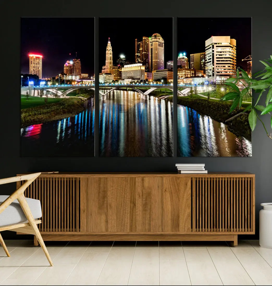 Downtown Columbus City Photography Wall Art Decor Skyline Canvas Print