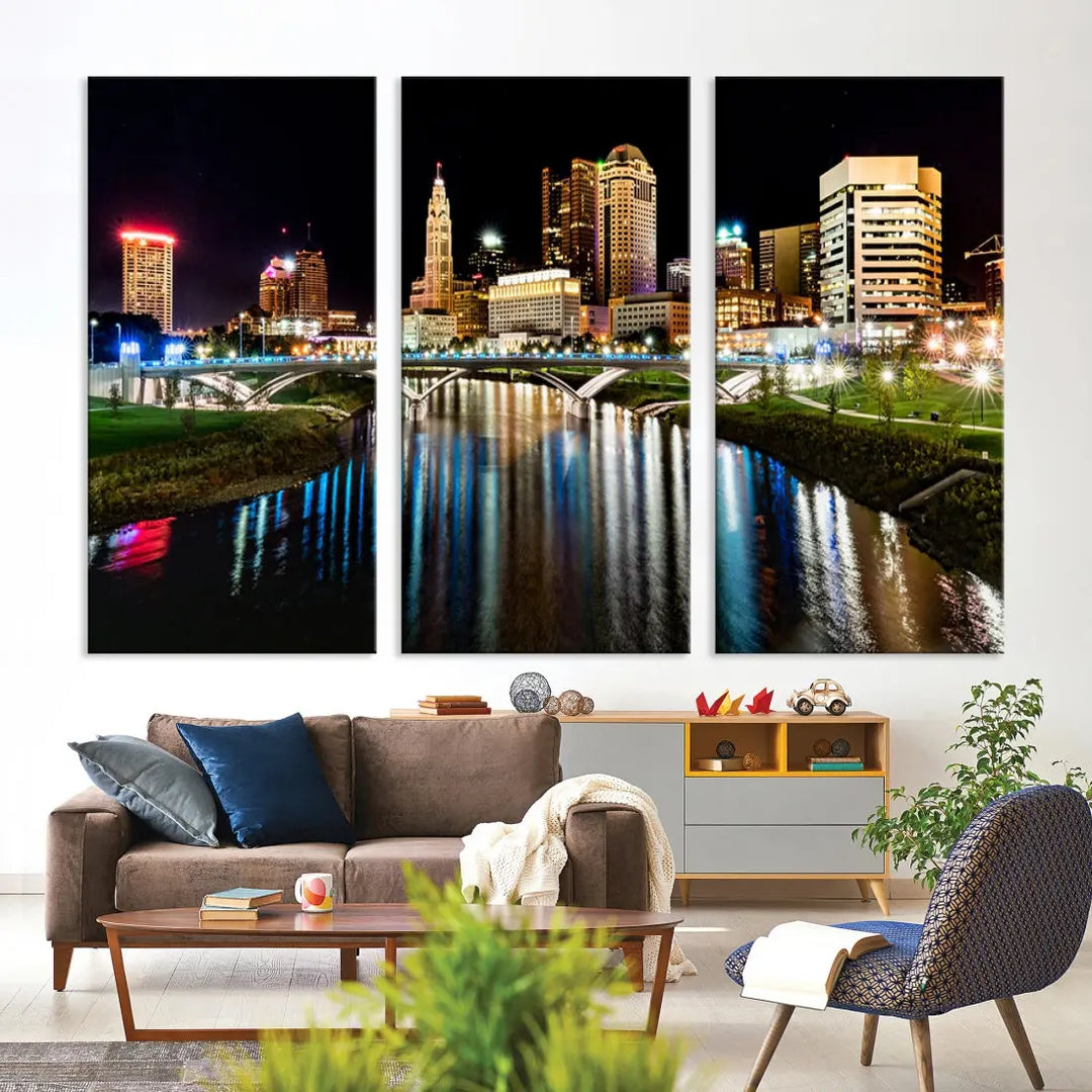 Downtown Columbus City Photography Wall Art Decor Skyline Canvas Print