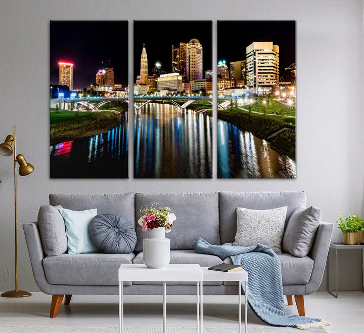 Downtown Columbus City Photography Wall Art Decor Skyline Canvas Print