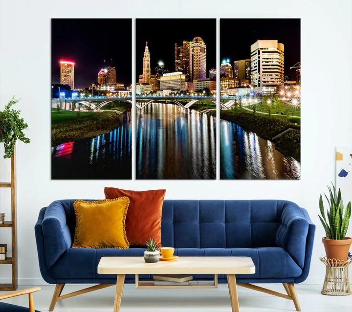 Downtown Columbus City Photography Wall Art Decor Skyline Canvas Print