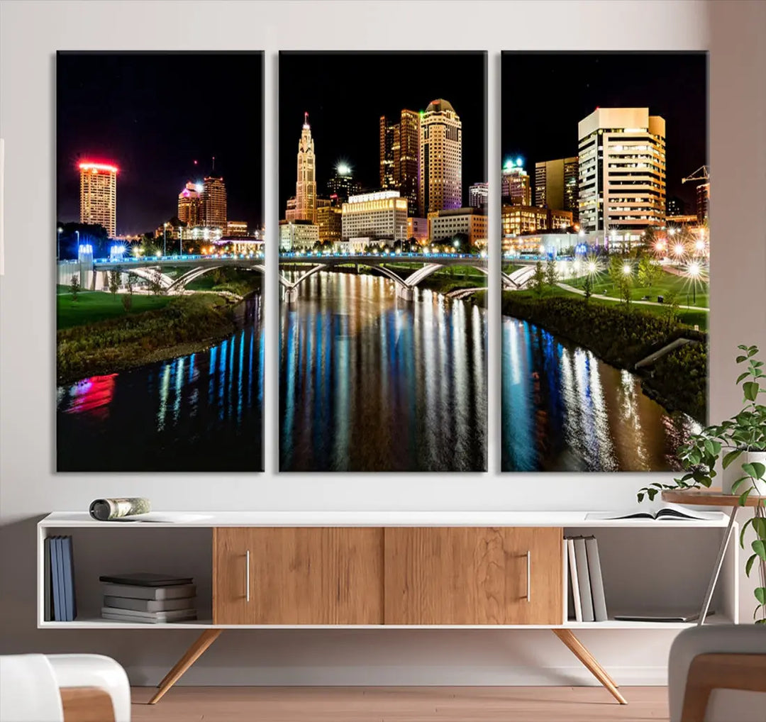 Downtown Columbus City Photography Wall Art Decor Skyline Canvas Print