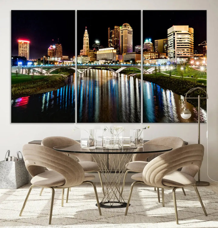 Downtown Columbus City Photography Wall Art Decor Skyline Canvas Print