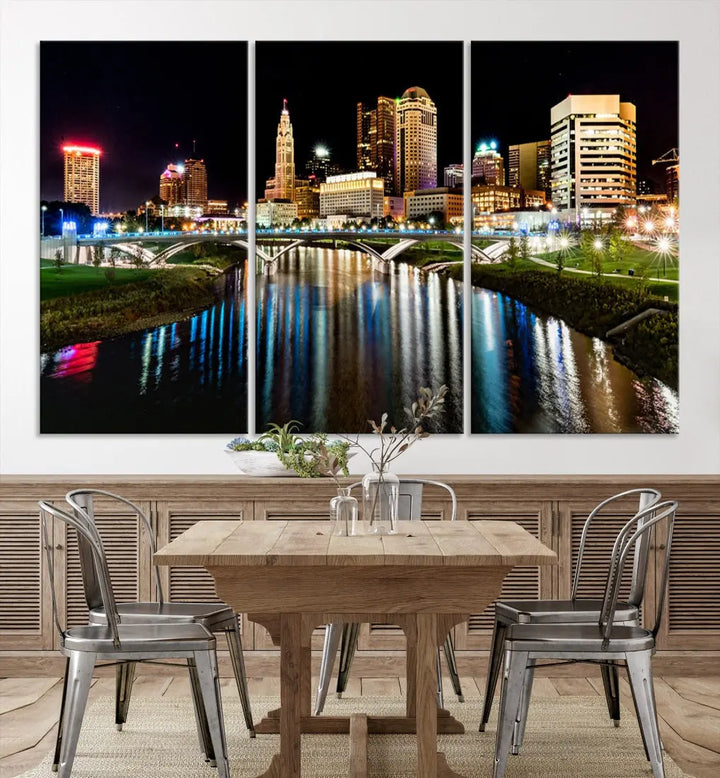 Downtown Columbus City Photography Wall Art Decor Skyline Canvas Print