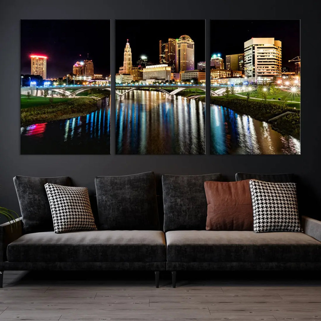 Downtown Columbus City Photography Wall Art Decor Skyline Canvas Print