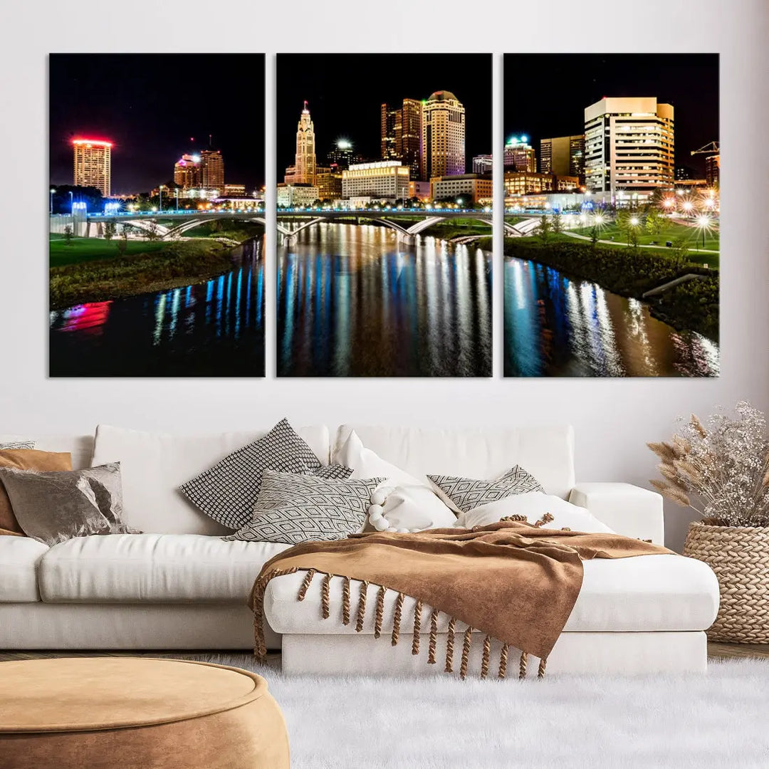 Downtown Columbus City Photography Wall Art Decor Skyline Canvas Print