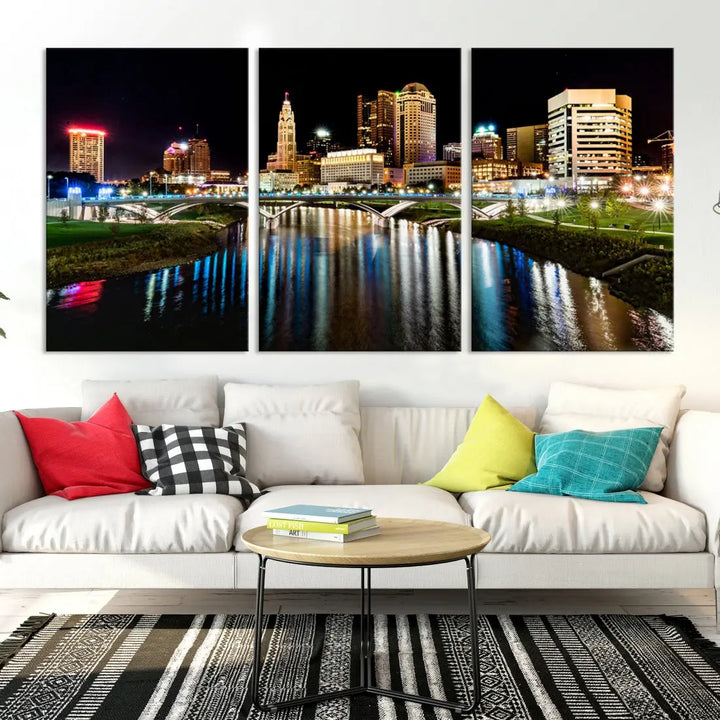 Downtown Columbus City Photography Wall Art Decor Skyline Canvas Print