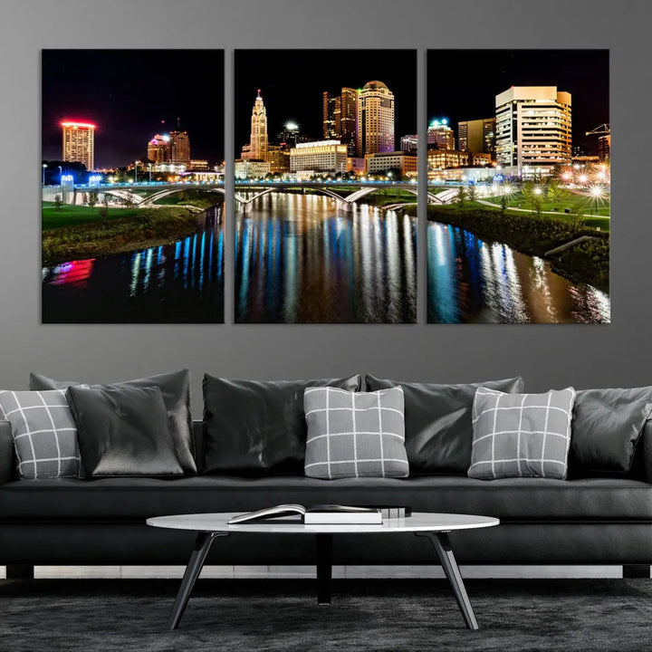 Downtown Columbus City Photography Wall Art Decor Skyline Canvas Print