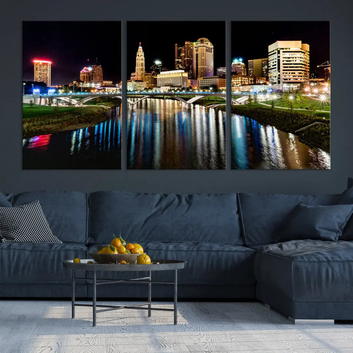 Downtown Columbus City Photography Wall Art Decor Skyline Canvas Print