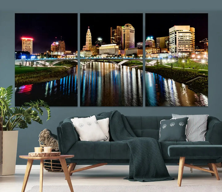 Downtown Columbus City Photography Wall Art Decor Skyline Canvas Print