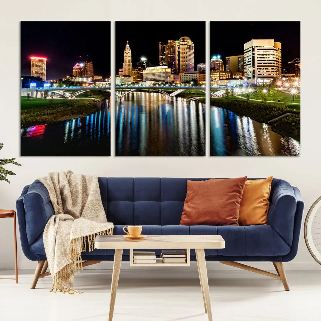 Downtown Columbus City Photography Wall Art Decor Skyline Canvas Print