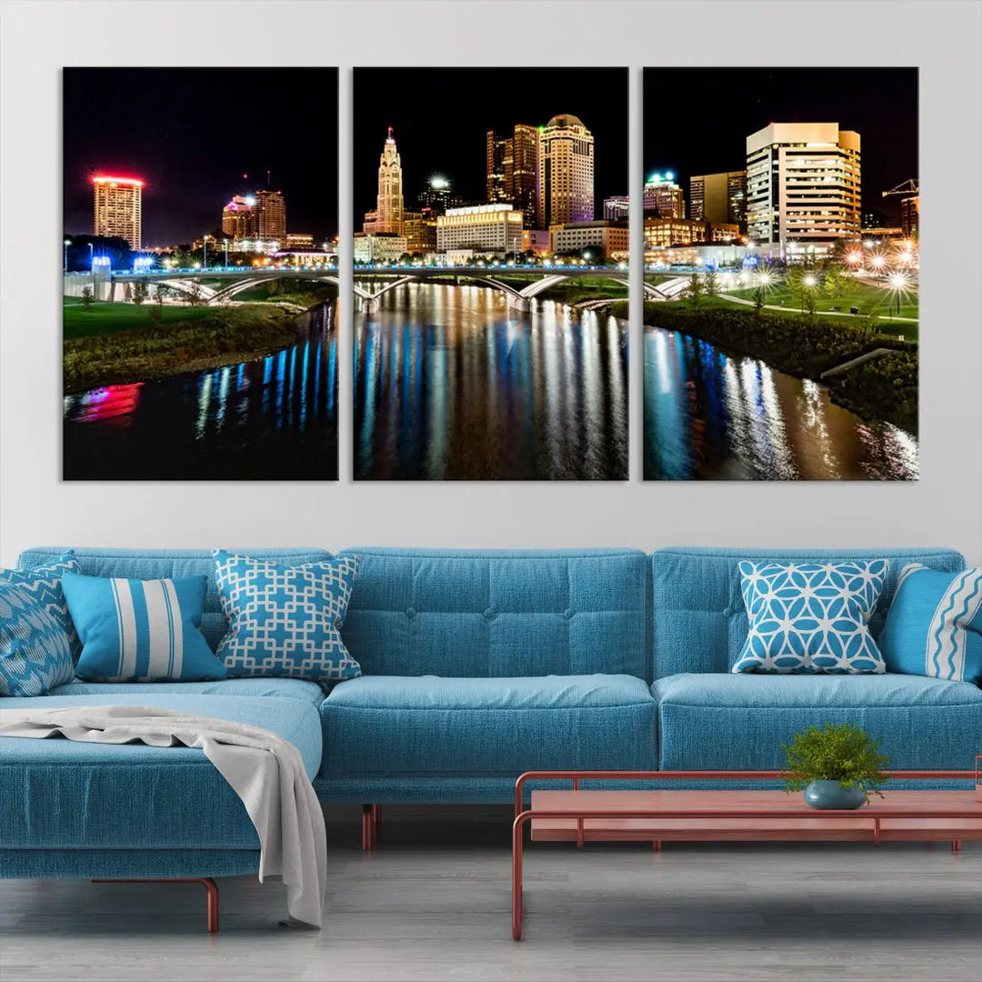 Downtown Columbus City Photography Wall Art Decor Skyline Canvas Print