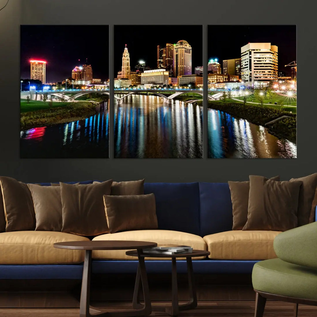 Downtown Columbus City Photography Wall Art Decor Skyline Canvas Print