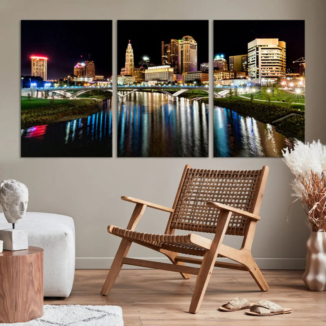 Downtown Columbus City Photography Wall Art Decor Skyline Canvas Print