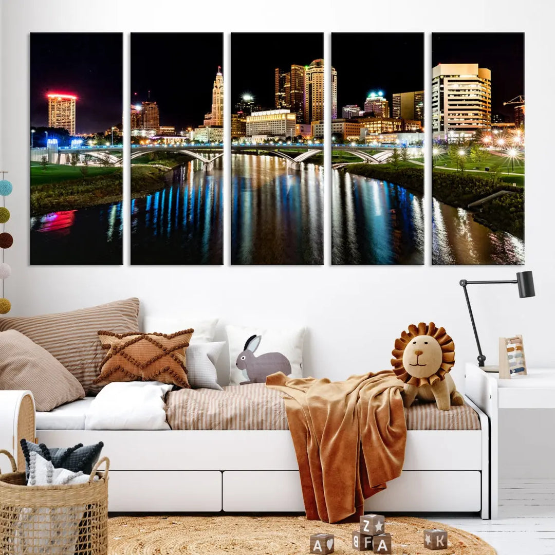 Downtown Columbus City Photography Wall Art Decor Skyline Canvas Print