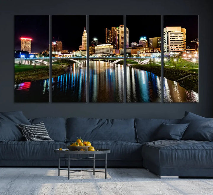 Downtown Columbus City Photography Wall Art Decor Skyline Canvas Print