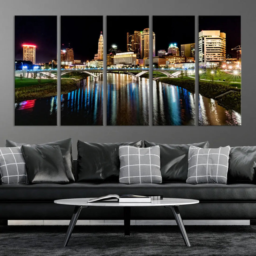 Downtown Columbus City Photography Wall Art Decor Skyline Canvas Print