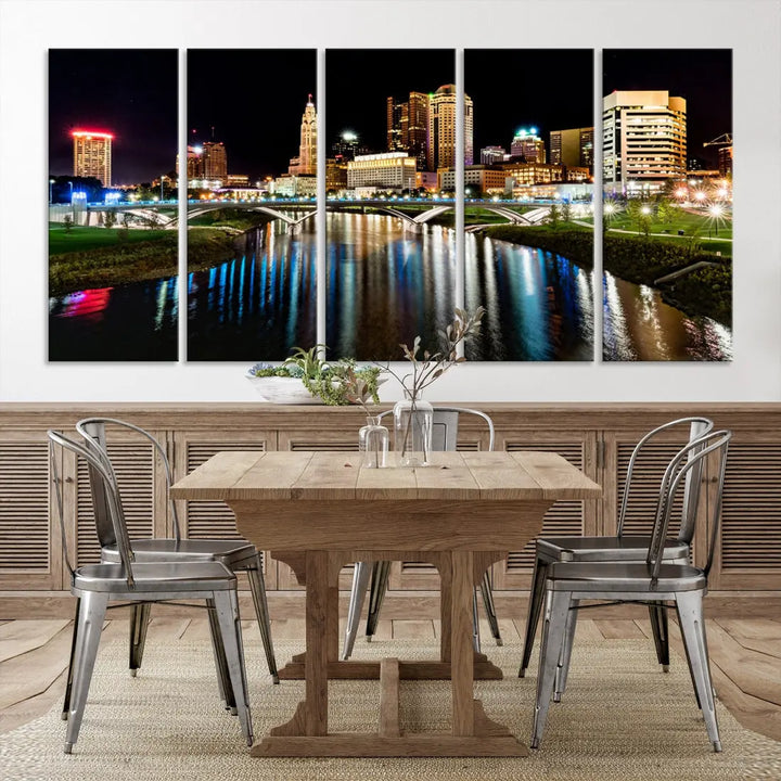 Downtown Columbus City Photography Wall Art Decor Skyline Canvas Print