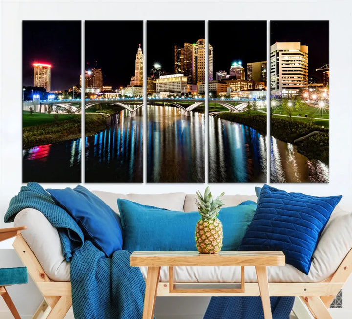 Downtown Columbus City Photography Wall Art Decor Skyline Canvas Print