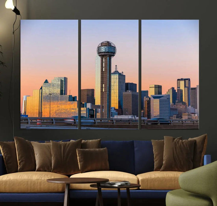 Downtown Dallas Cityscape Wall Art Skyline Canvas Print Living Room Office Decor