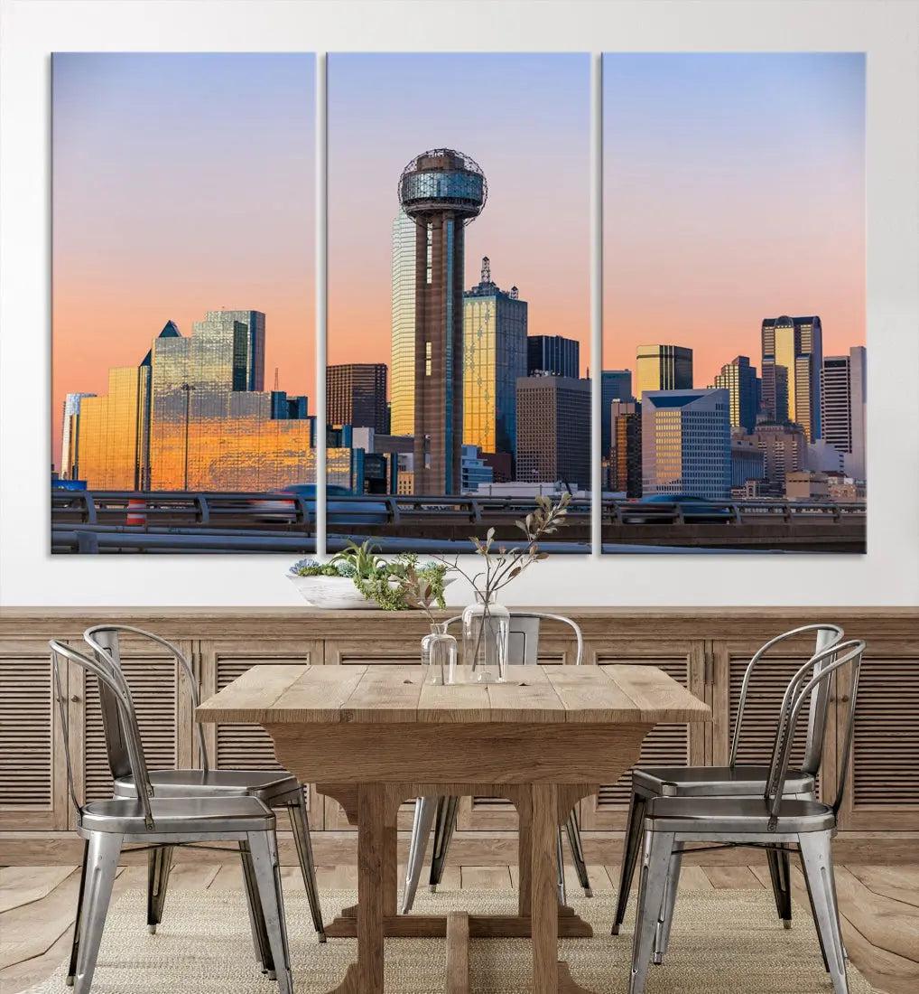 Downtown Dallas Cityscape Wall Art Skyline Canvas Print Living Room Office Decor