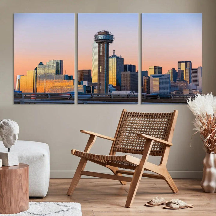 Downtown Dallas Cityscape Wall Art Skyline Canvas Print Living Room Office Decor