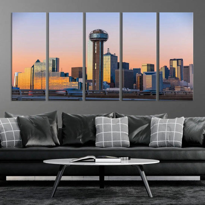 Downtown Dallas Cityscape Wall Art Skyline Canvas Print Living Room Office Decor